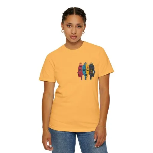 Vibrant Unisex Garment-Dyed T-Shirt with African Masks Design - Image 19