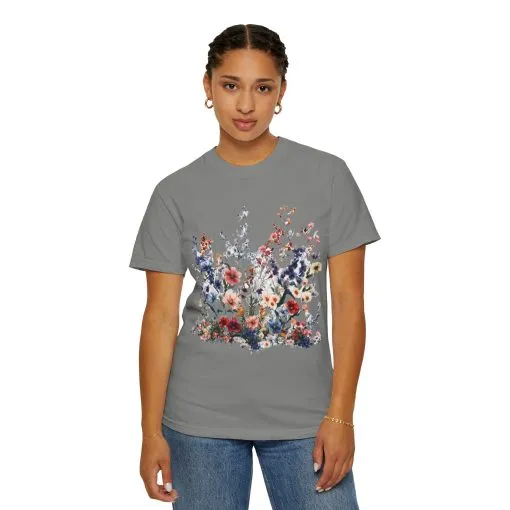 Floral Garden Unisex Garment-Dyed T-Shirt - Nature-Inspired Design - Image 19