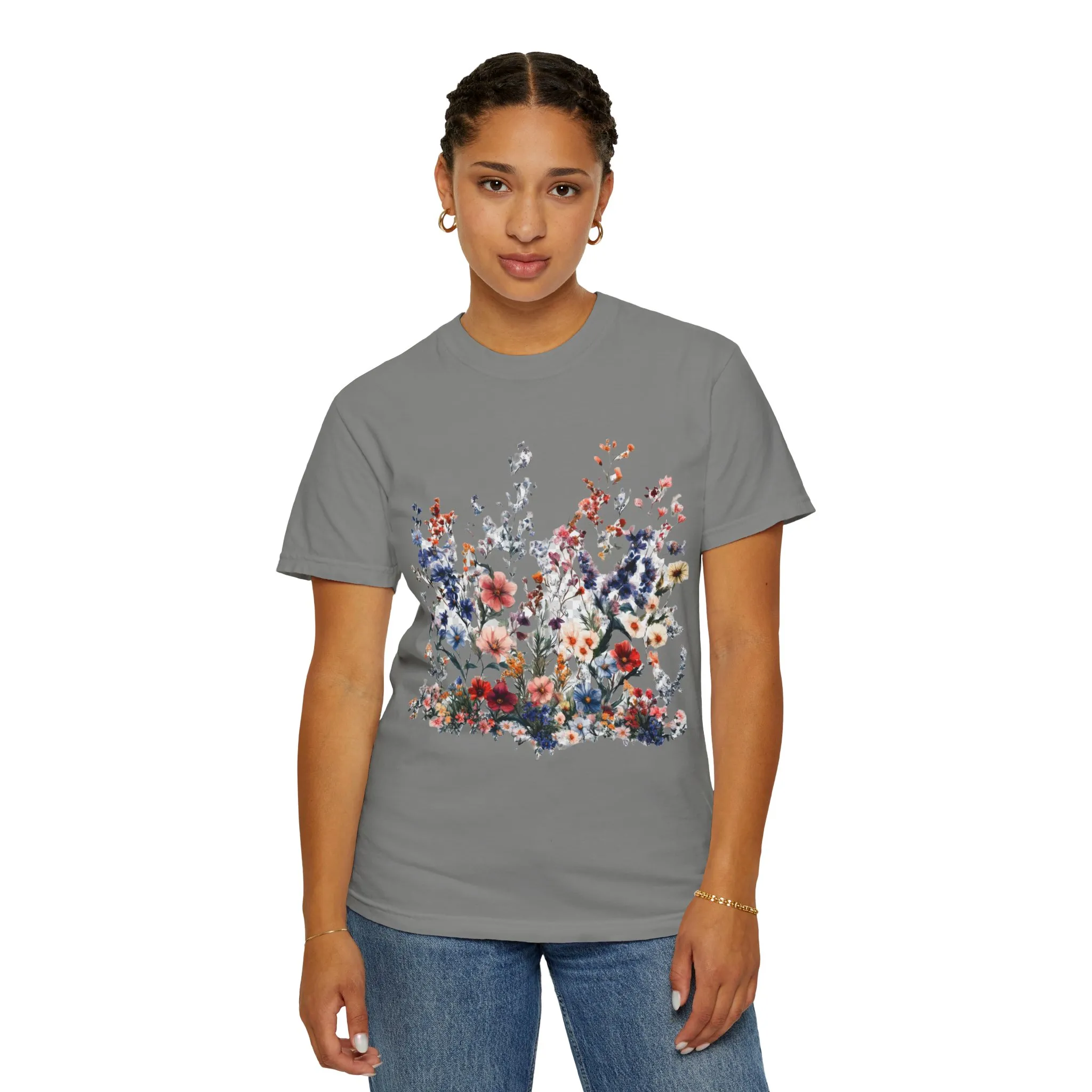 Floral Garden Unisex Garment-Dyed T-Shirt - Nature-Inspired Design - Image 19