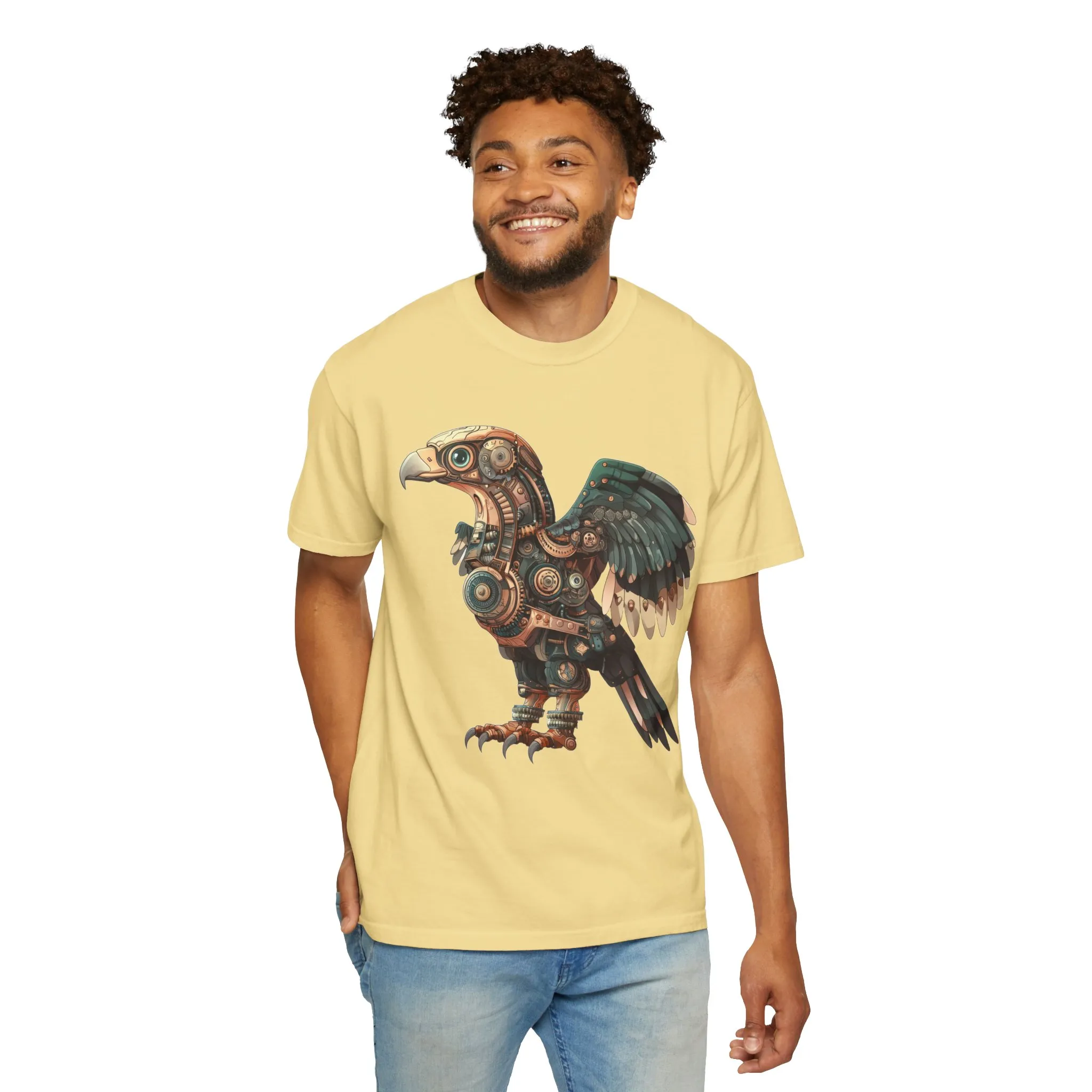 Steampunk Mechanical Bird Unisex Garment-Dyed T-Shirt - Image 28
