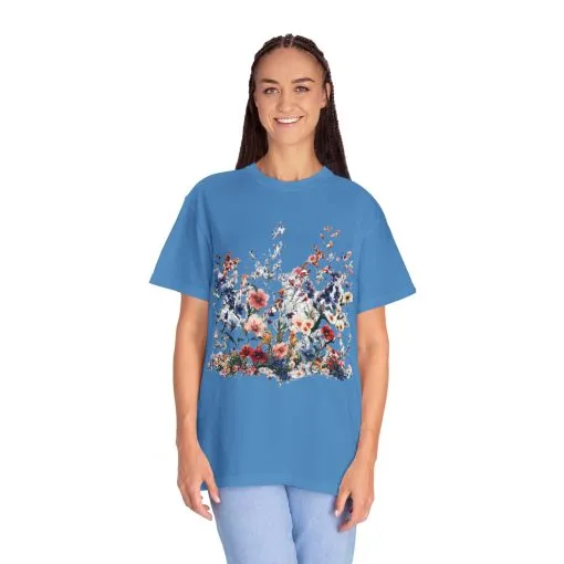 Floral Garden Unisex Garment-Dyed T-Shirt - Nature-Inspired Design - Image 27
