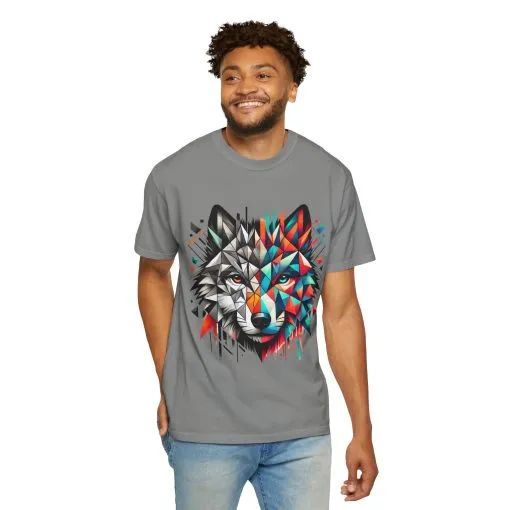 Vibrant Wolf Design Unisex Garment-Dyed T-Shirt - Colorful Art Tee - Image 23
