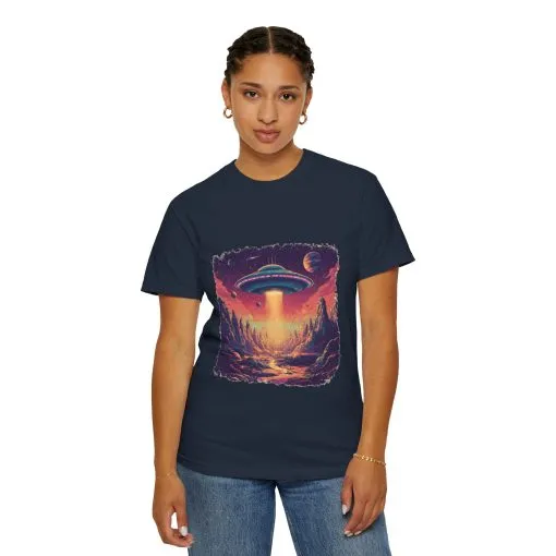 Galactic Adventure Unisex T-Shirt - UFO and Cosmic Landscape Design - Image 32