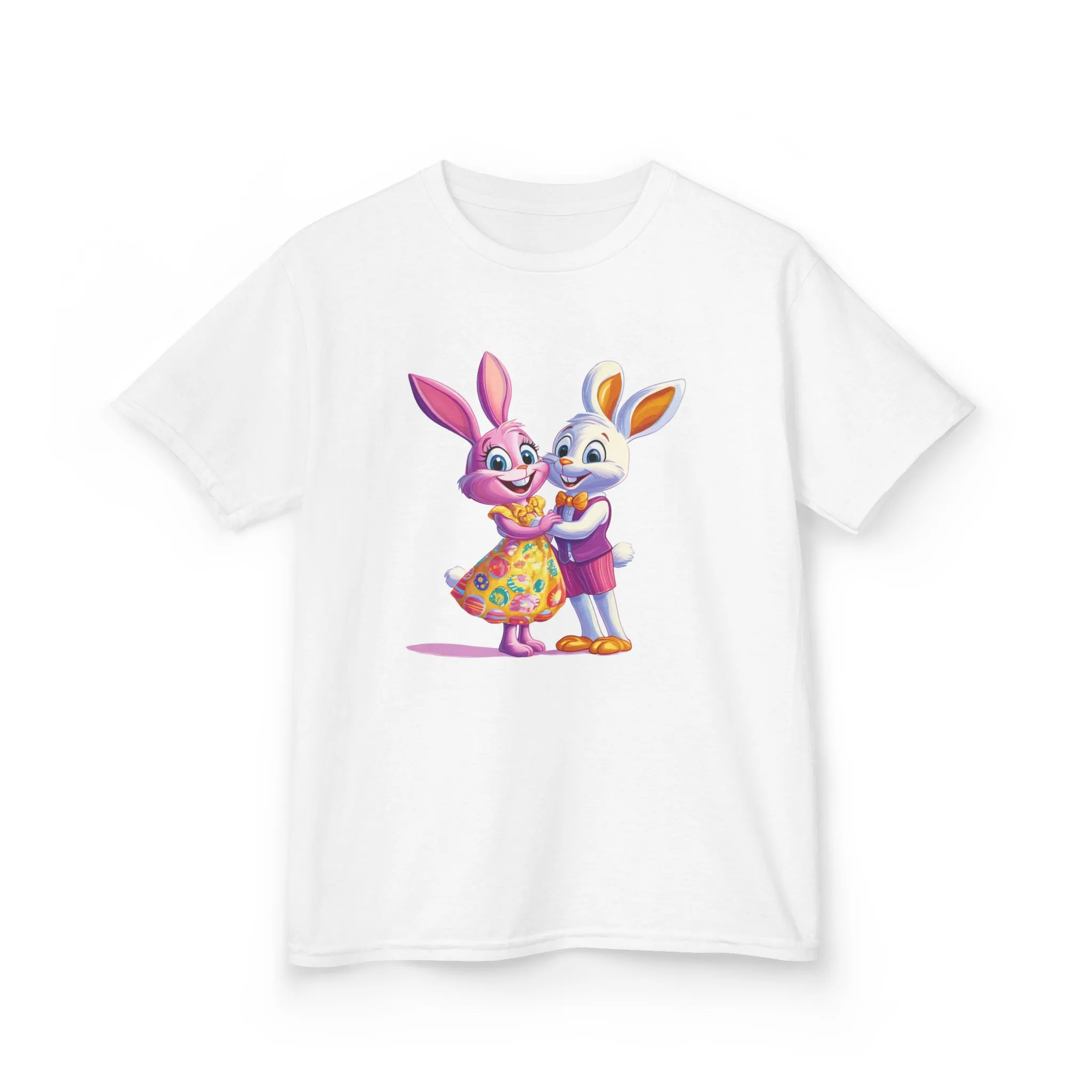Cute Bunny Love Kids Heavy Cotton Tee - Adorable Cartoon Design for Spring Celebrations - Image 5