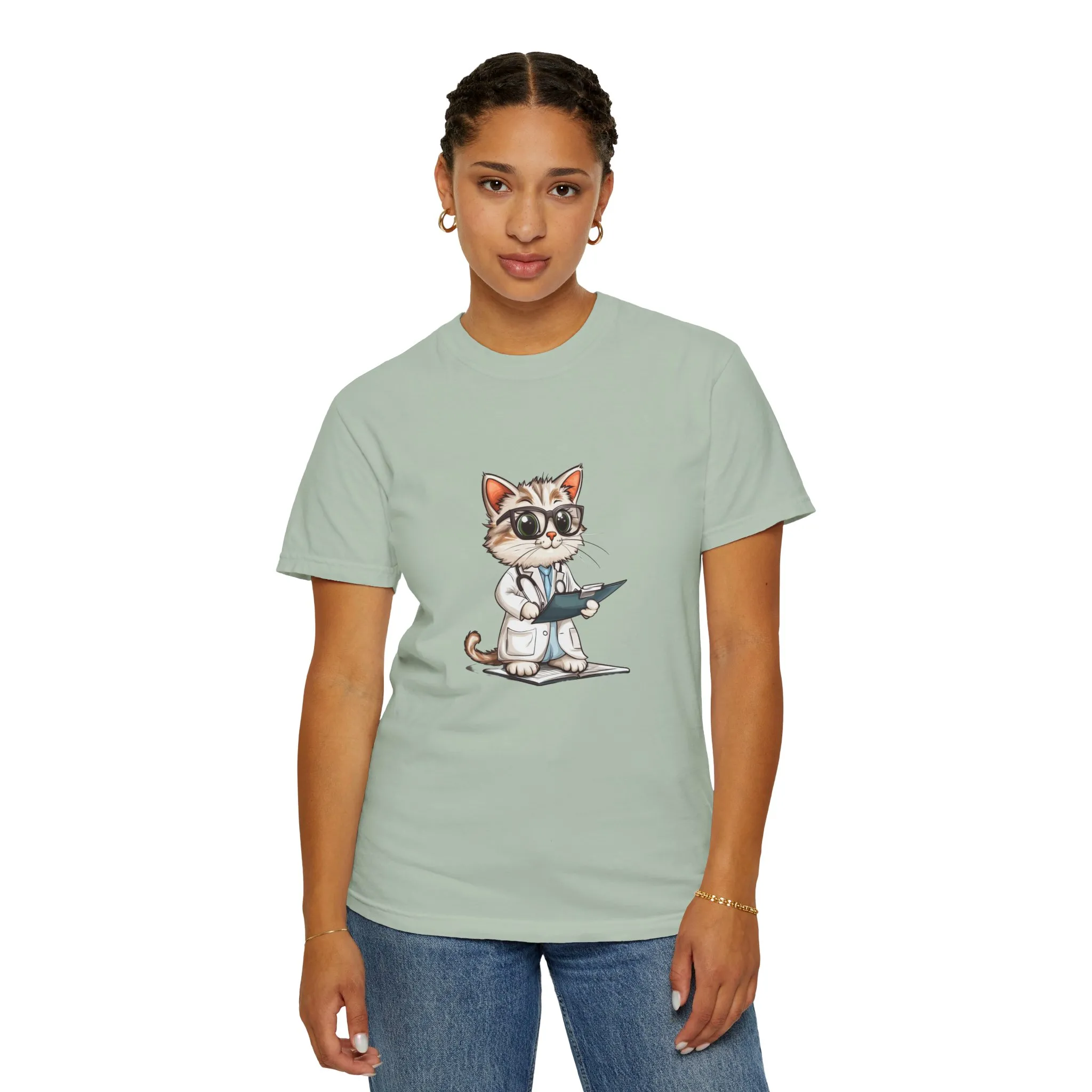Funny Cat Doctor Unisex Garment-Dyed T-Shirt - Image 39
