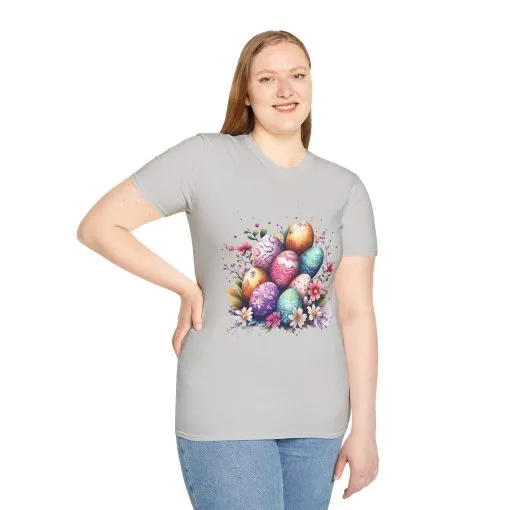 Easter Egg Floral Unisex Softstyle T-Shirt - Vibrant Spring Design - Image 14