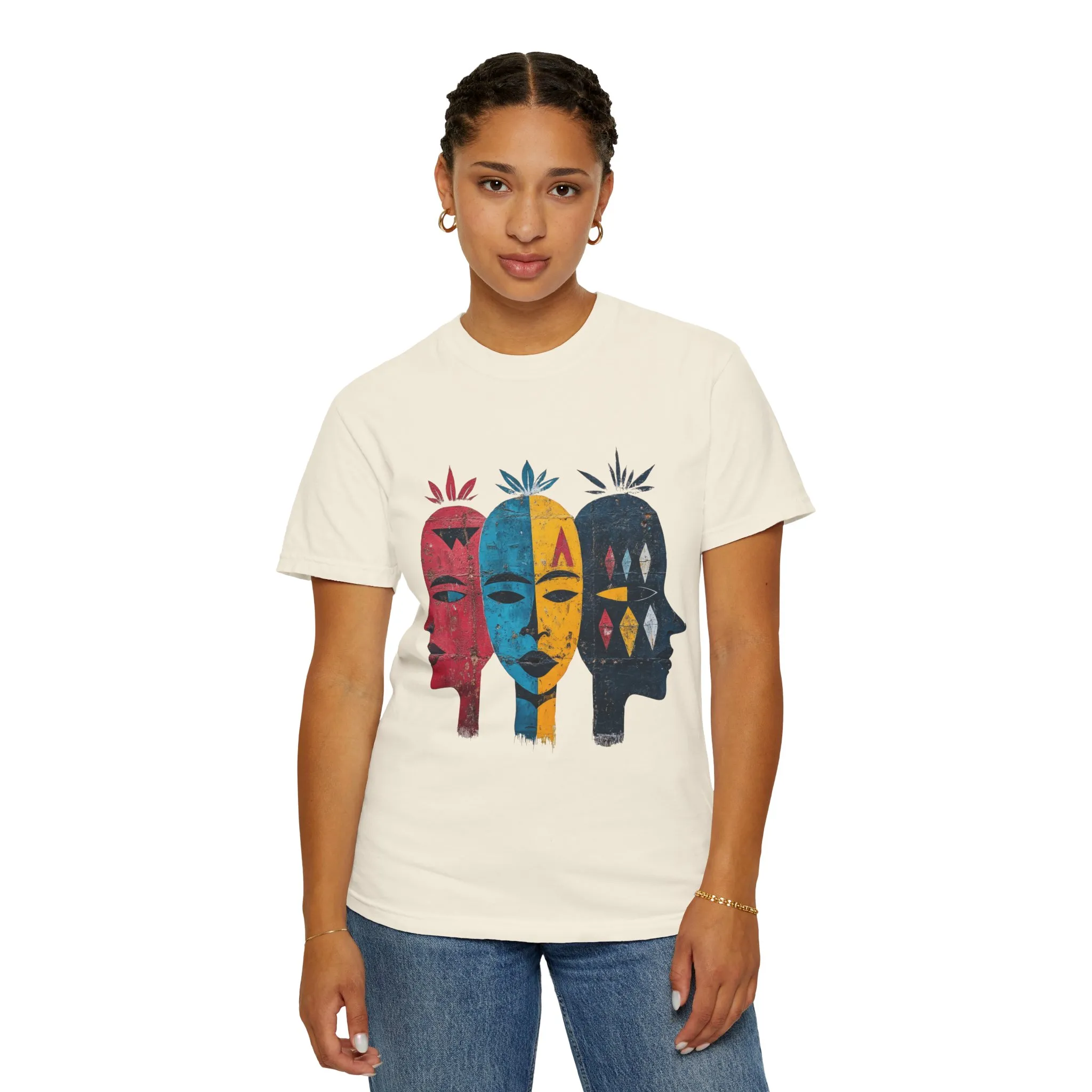 Vibrant Faces Unisex Garment-Dyed T-Shirt - Artistic Expression for Everyday Wear - Image 7