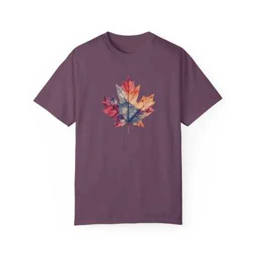 Autumn Maple Leaf Unisex Garment-Dyed T-Shirt - Image 29