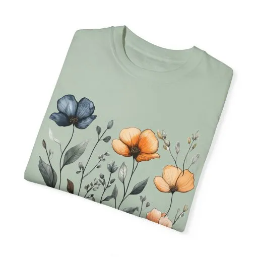 Floral Garden Unisex Garment-Dyed T-Shirt - Eco-Friendly Spring Wear - Image 18