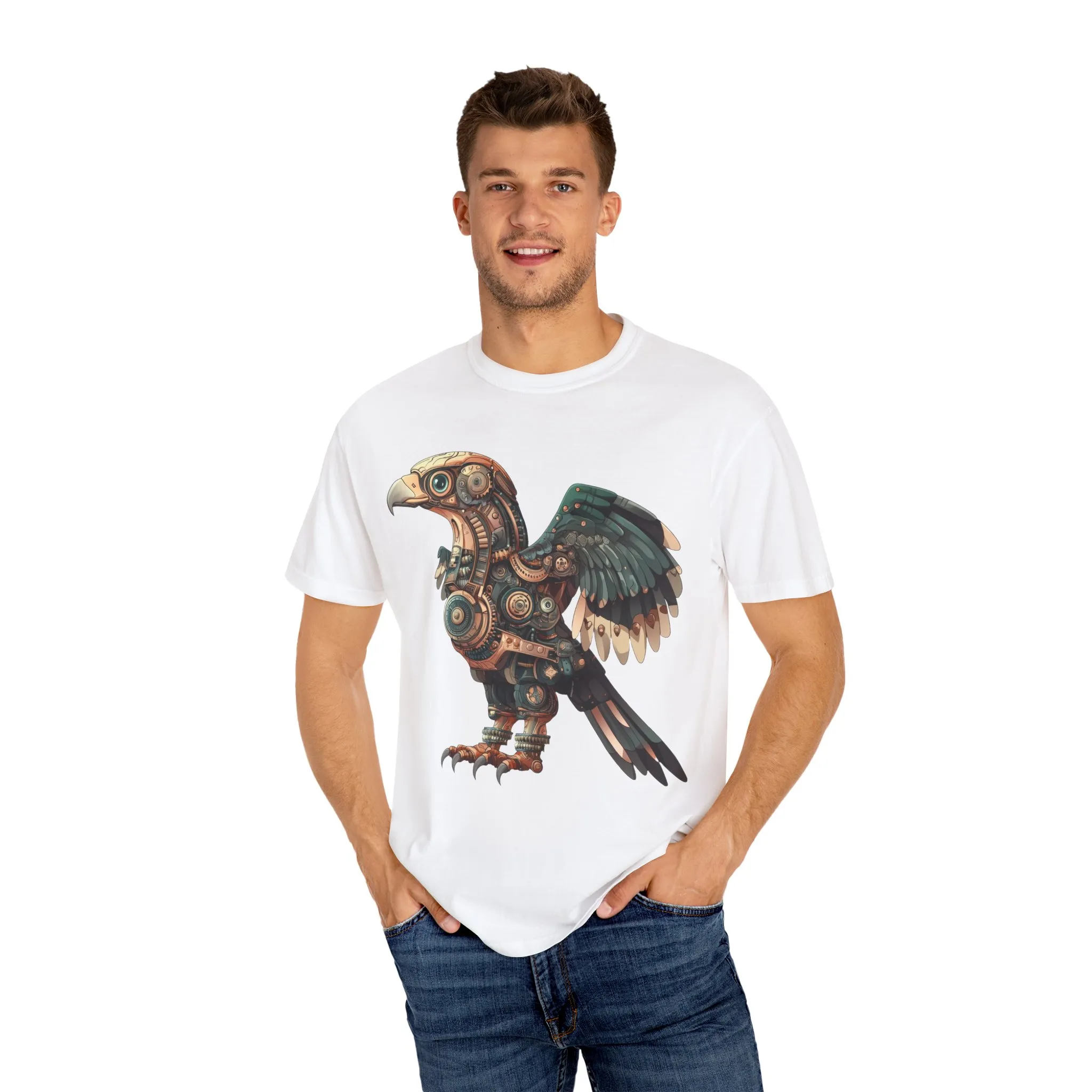 Steampunk Mechanical Bird Unisex Garment-Dyed T-Shirt