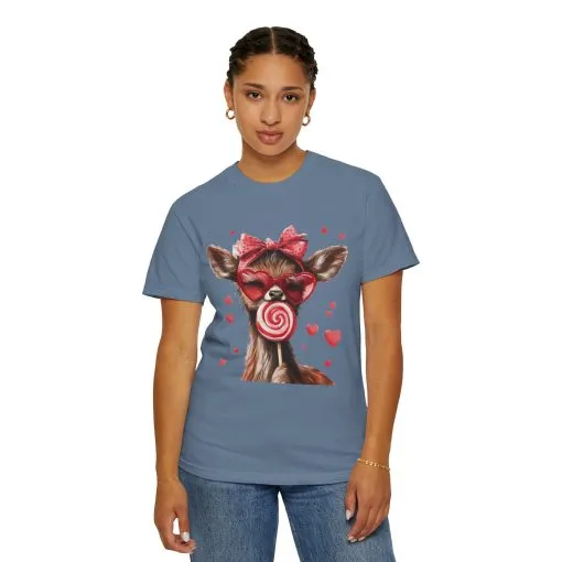Cute Valentine’s Day Deer T-Shirt - Garment-Dyed Unisex Tee with Heart Design - Image 27