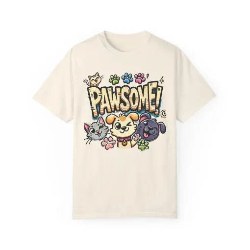 Pawsome Garment-Dyed T-Shirt for Animal Lovers - Image 13