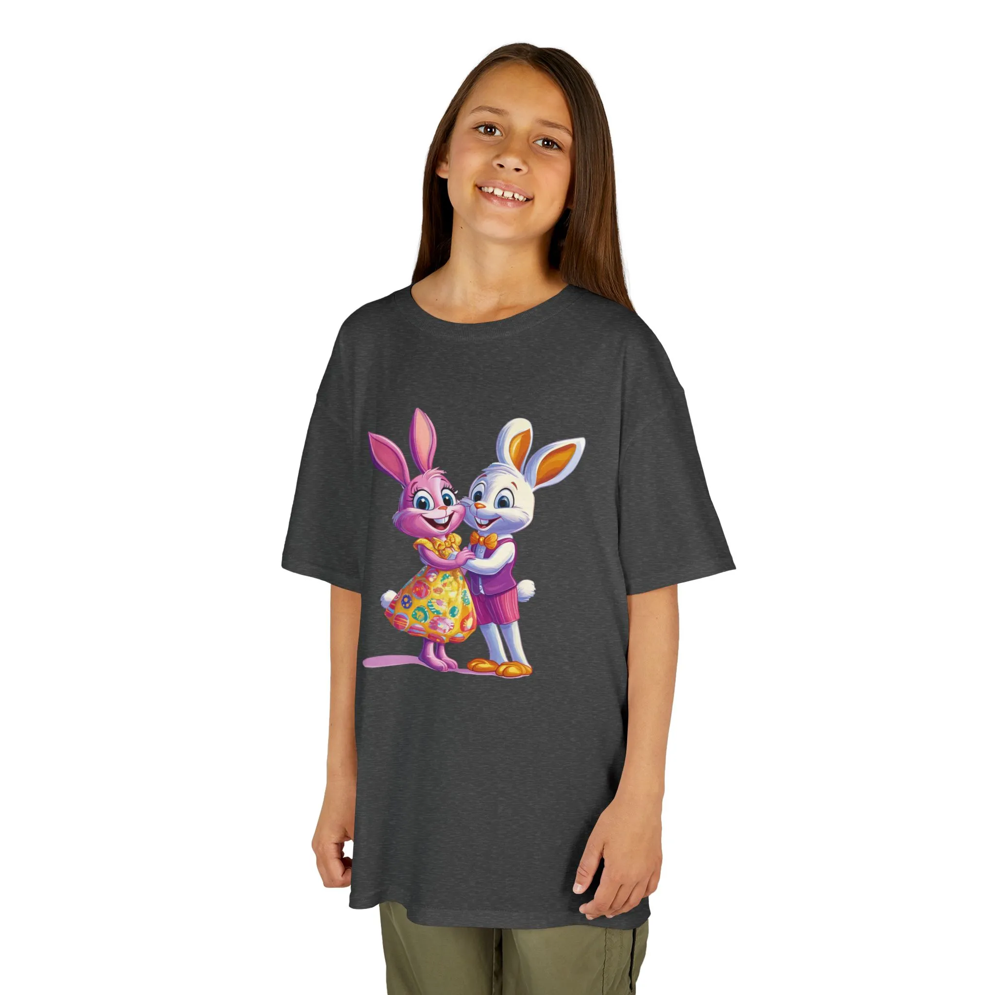 Cute Bunny Love Kids Heavy Cotton Tee - Adorable Cartoon Design for Spring Celebrations - Image 12