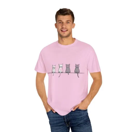 Cute Cat Sitting T-Shirt - Unisex Garment-Dyed Tee for Cat Lovers - Image 23