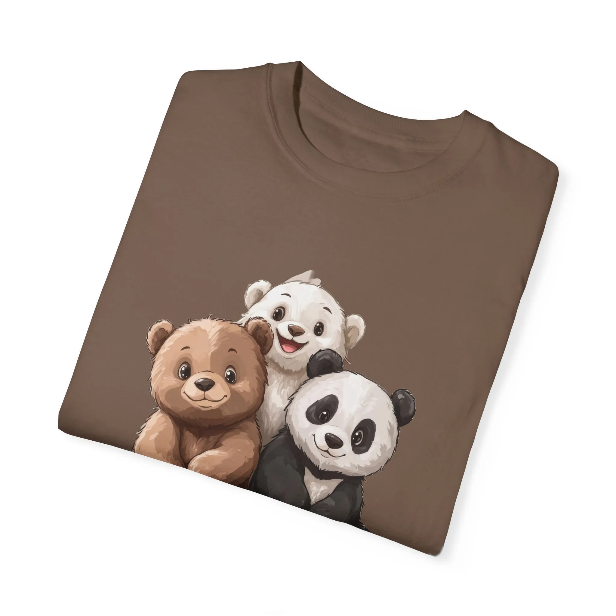 Adorable Bear and Panda Friends Unisex Garment-Dyed T-Shirt - Image 26