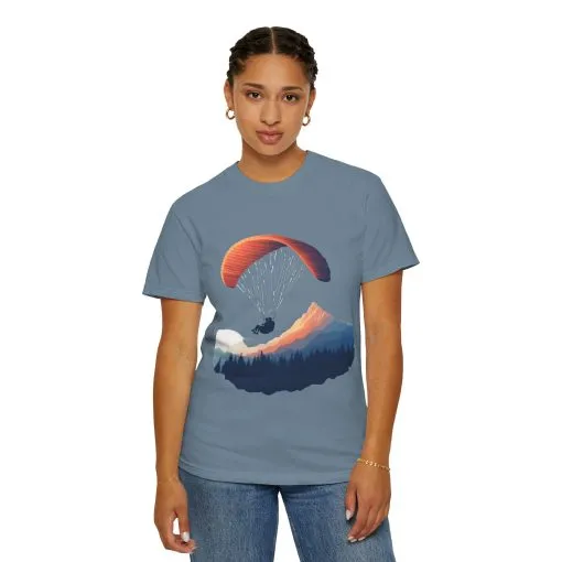 Adventure Awaits Unisex Garment-Dyed T-shirt - Paragliding and Mountain Design - Image 40