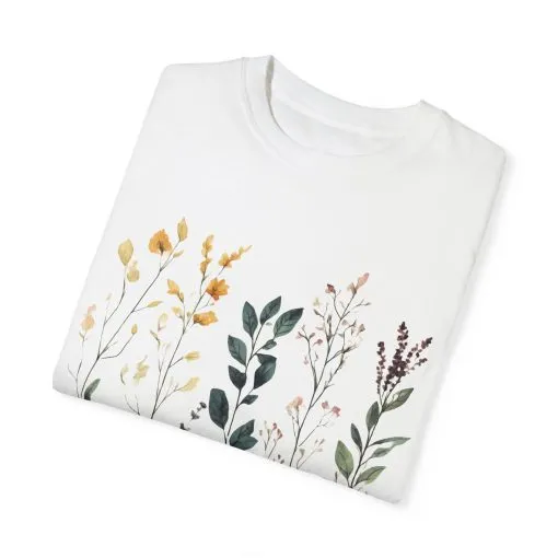 Floral Garden Unisex Garment-Dyed T-Shirt - Nature-Inspired Tee - Image 3