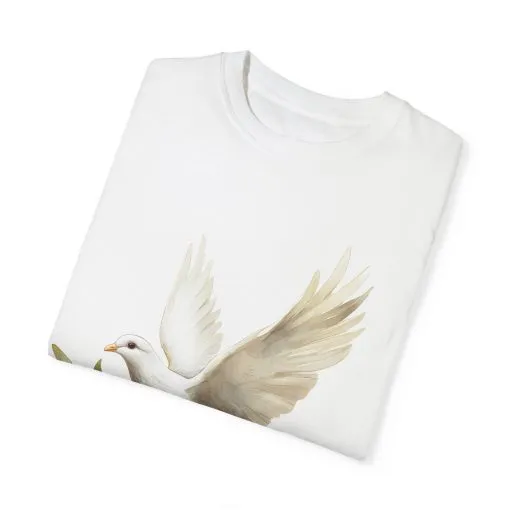 Serene Dove Unisex Garment-Dyed T-Shirt - Peaceful Nature Design - Image 6