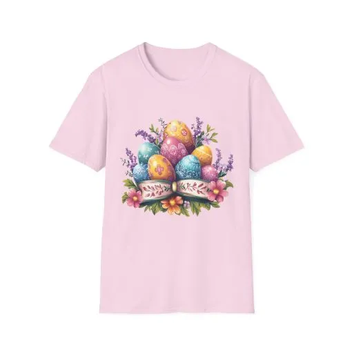 Easter Floral Eggs Unisex Softstyle T-Shirt - Image 49