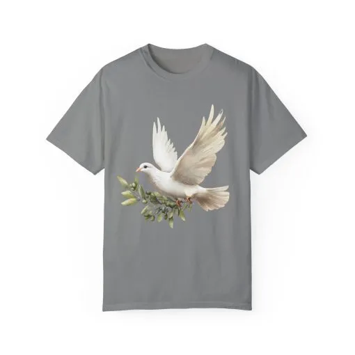 Serene Dove Unisex Garment-Dyed T-Shirt - Peaceful Nature Design - Image 2