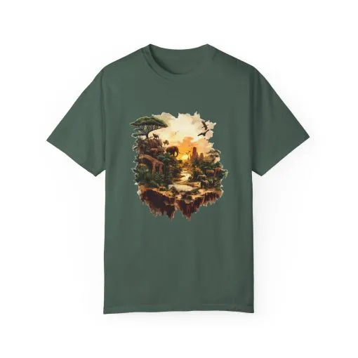 Adventure-Inspired Unisex Garment-Dyed T-Shirt with Nature Scene - Image 17
