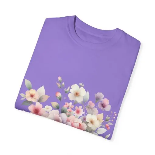 Floral Bliss Unisex Garment-Dyed T-Shirt – Perfect for Spring Celebrations and Everyday Wear - Image 46