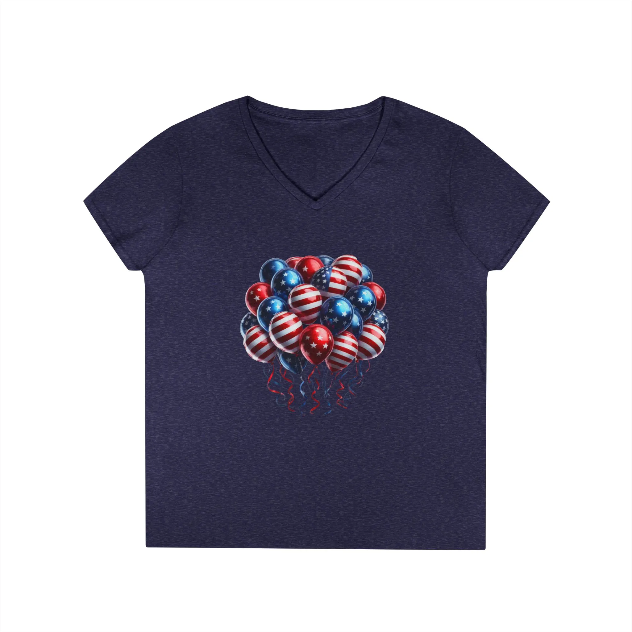 Patriotic Balloon V-Neck T-Shirt for Independence Day - Image 15