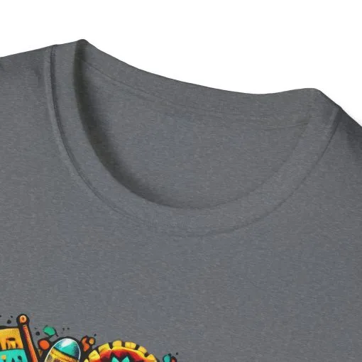 Happy Easter Unisex Softstyle T-Shirt - Colorful Easter Egg Design - Image 2