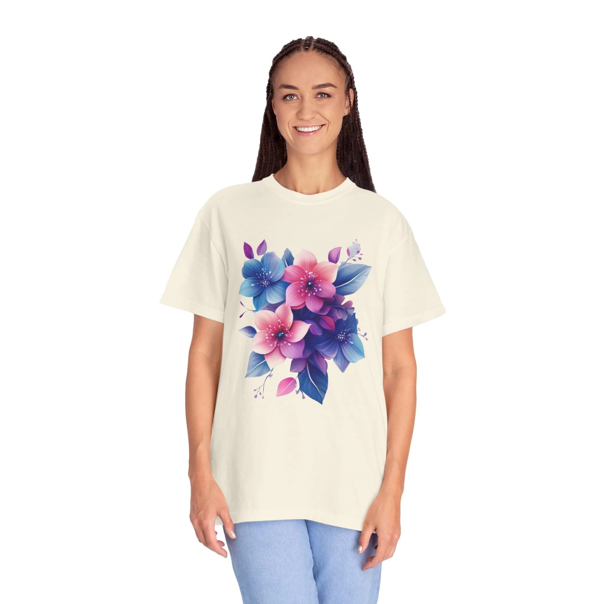 Floral Vibe Unisex Garment-Dyed T-Shirt | Comfortable, Stylish Tee for Nature Lovers - Image 8