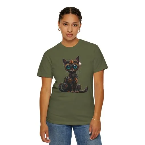 Steampunk Cat Unisex Garment-Dyed T-Shirt - Image 28
