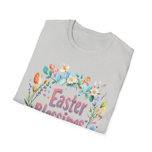 Easter Blessings Unisex Softstyle T-Shirt – Spring Floral Design - Image 8