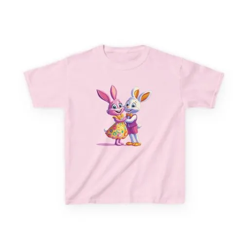 Cute Bunny Love Kids Heavy Cotton Tee - Adorable Cartoon Design for Spring Celebrations - Image 22