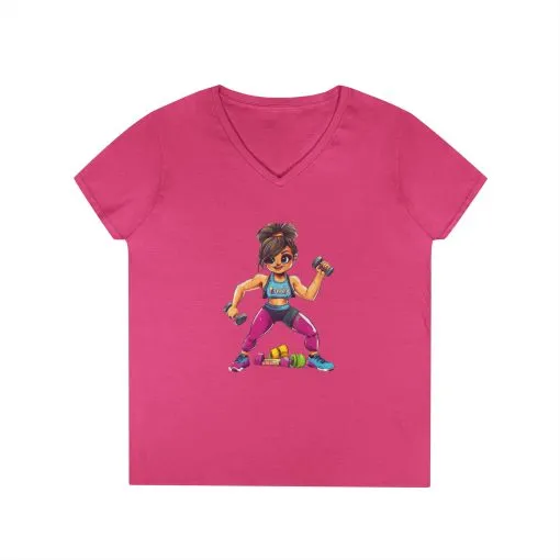 Empowered Fitness Ladies' V-Neck T-Shirt - Motivational Workout Tee - Image 17