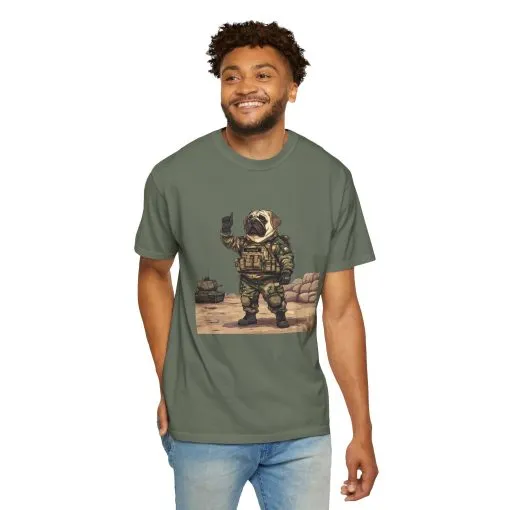 Military Pug Unisex Garment-Dyed T-Shirt - Funny Dog Graphic Tee for Pet Lovers - Image 24