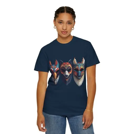 Tribal Mask Unisex Garment-Dyed T-Shirt | Artistic & Colorful Graphic Tee - Image 36