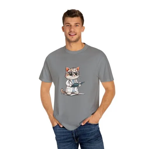 Funny Cat Doctor Unisex Garment-Dyed T-Shirt - Image 50