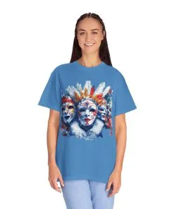 Vibrant Carnival Masks T-Shirt - Unisex Garment-Dyed Tee for Festive Celebrations