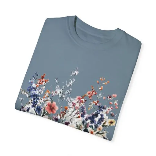 Floral Garden Unisex Garment-Dyed T-Shirt - Nature-Inspired Design - Image 22