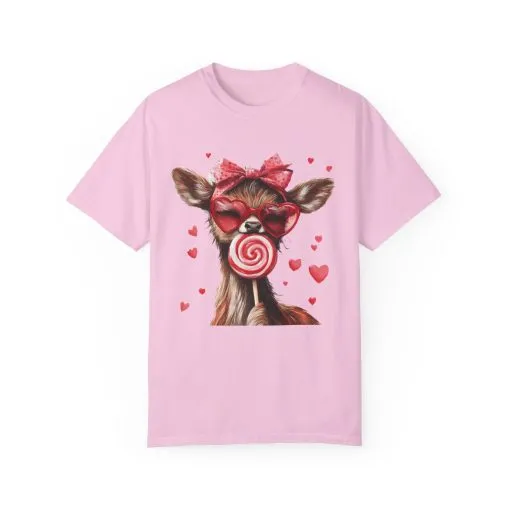 Cute Valentine’s Day Deer T-Shirt - Garment-Dyed Unisex Tee with Heart Design - Image 37