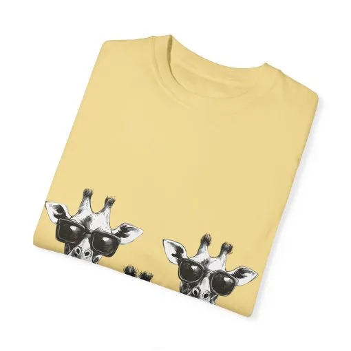 Cool Giraffe Sunglasses Unisex Garment-Dyed T-shirt - Image 14
