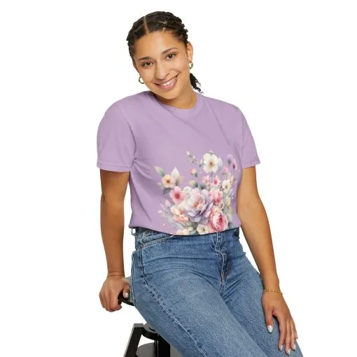 Floral Bliss Unisex Garment-Dyed T-Shirt – Perfect for Spring Celebrations and Everyday Wear - Image 52