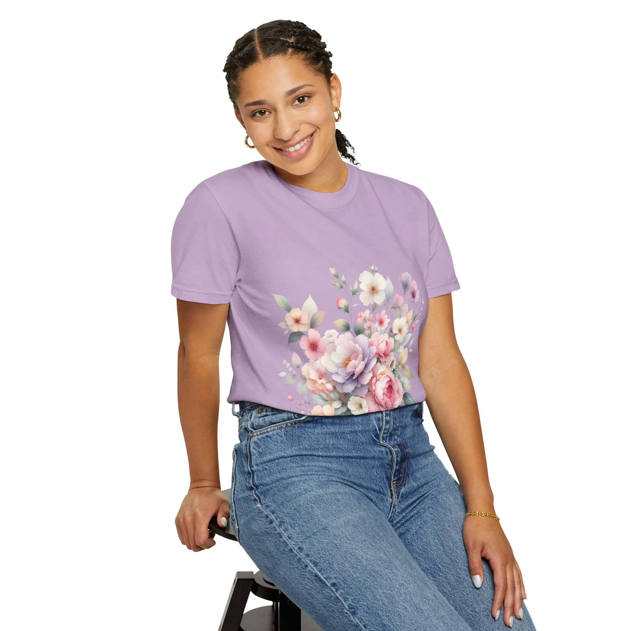 Floral Bliss Women's Garment-Dyed T-Shirt – Perfect for Spring Celebrations and Everyday Wear - Image 52