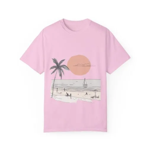 Sunset Beach Vibe Unisex Garment-Dyed T-Shirt - Image 25