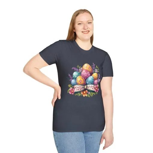 Easter Floral Eggs Unisex Softstyle T-Shirt - Image 47