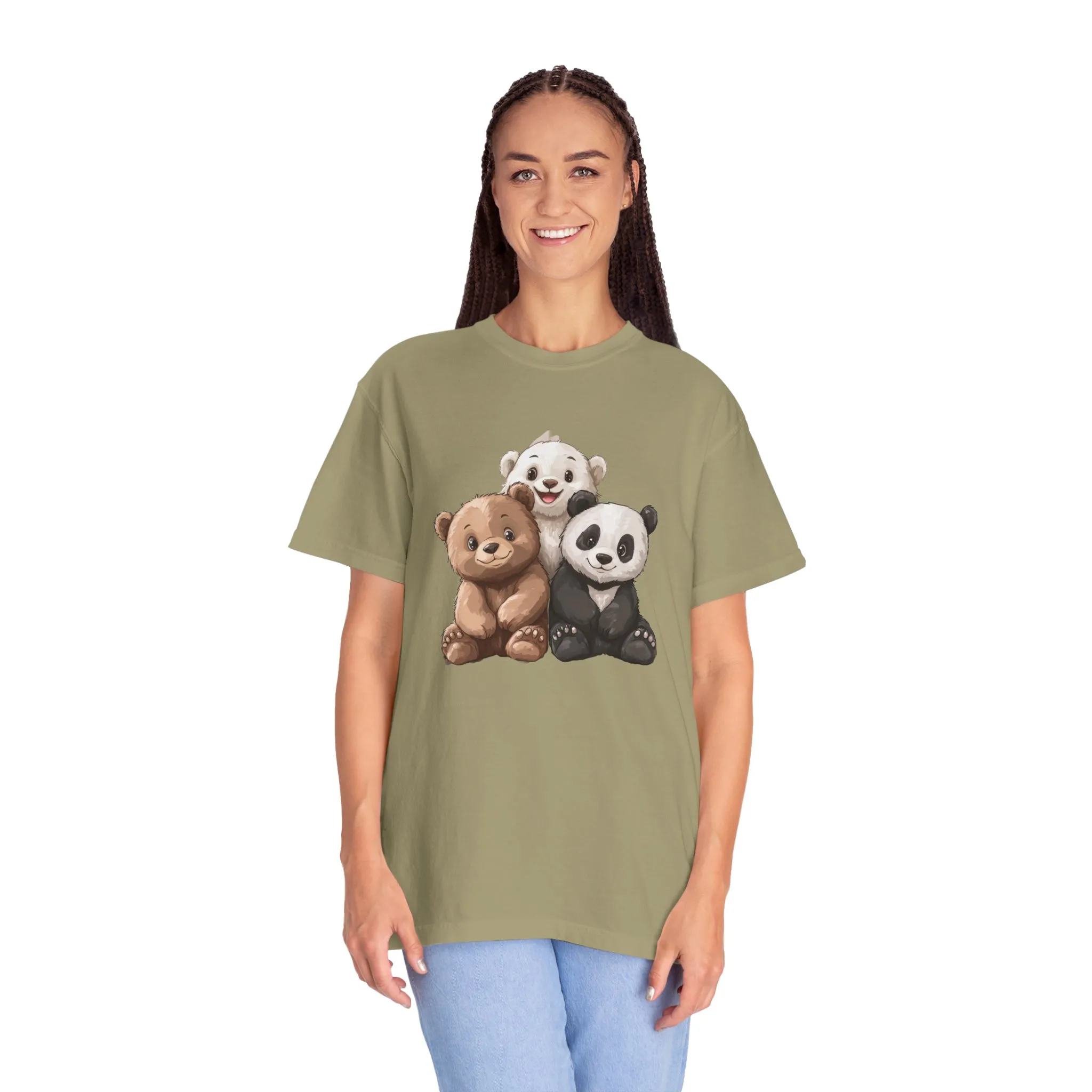 Adorable Bear and Panda Friends Unisex Garment-Dyed T-Shirt - Image 23