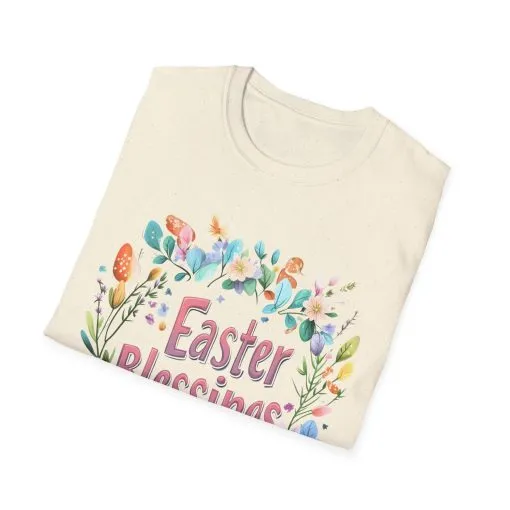 Easter Blessings Unisex Softstyle T-Shirt – Spring Floral Design - Image 18