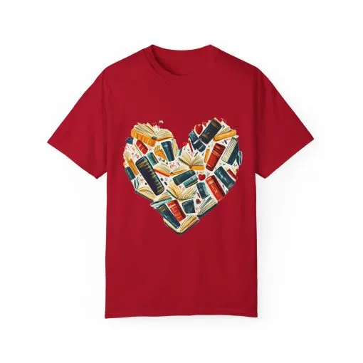 Book Lover's Heart Unisex Garment-Dyed T-Shirt - Image 45