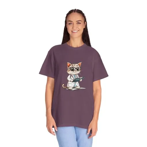 Funny Cat Doctor Unisex Garment-Dyed T-Shirt - Image 63