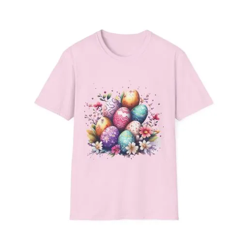 Easter Egg Floral Unisex Softstyle T-Shirt - Vibrant Spring Design - Image 46