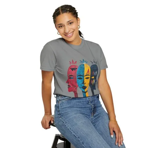 Vibrant Faces Unisex Garment-Dyed T-Shirt - Artistic Expression for Everyday Wear - Image 20